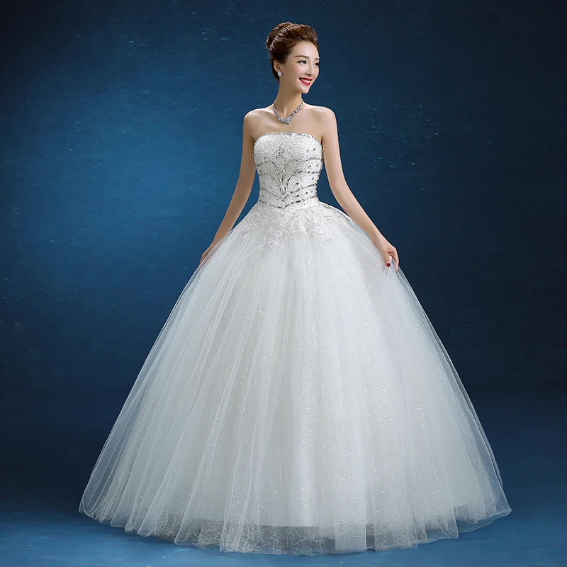 אלגנטי שמלות חתונה סטרפלס עם חרוזים חדש רומנטי נסיכה, שמלת נשף רשמית שמלה לבנה/שנהב שמלת כלה. התמונה 0