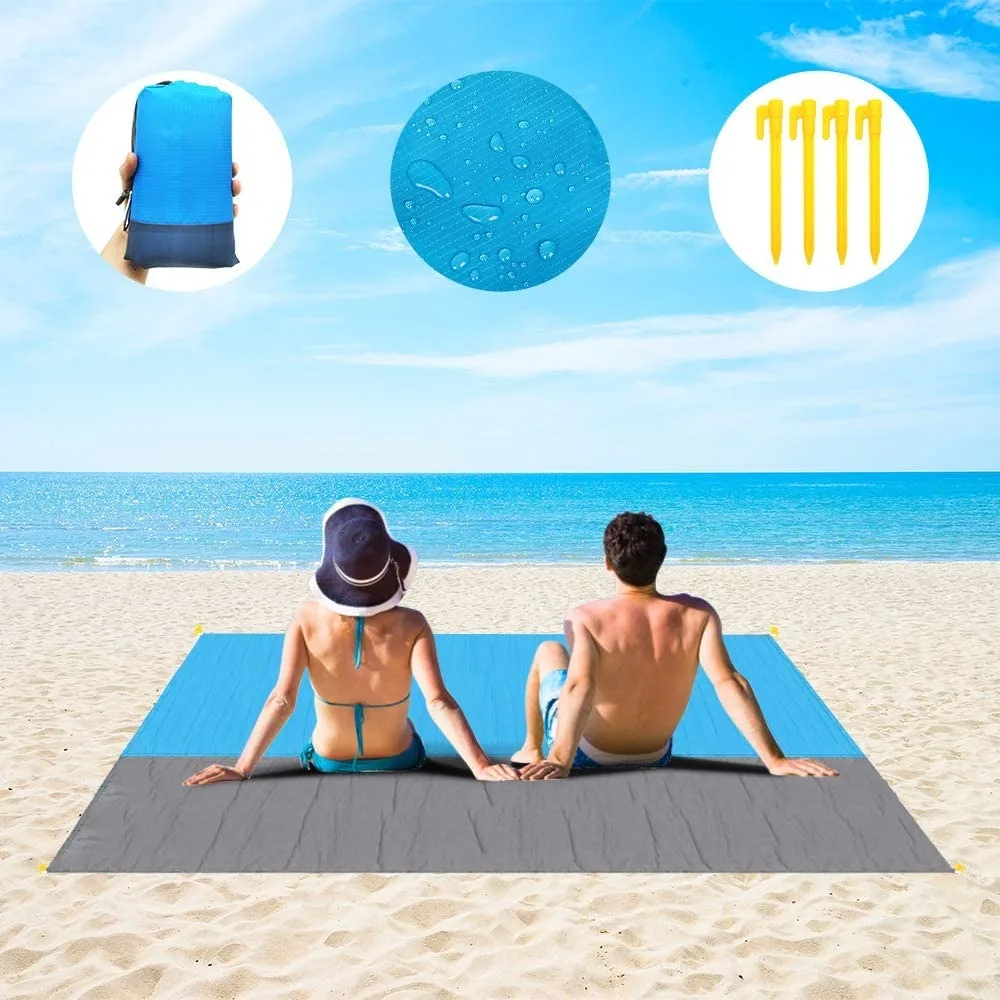 חדש נייד מתקפל החוף שטיח חיצוני קל משקל כיס החוף אנטי-חול שמיכה קמפינג פיקניק מחצלת התמונה 0