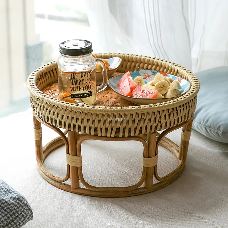 יפנית קש שולחנות קפה פנאי ריהוט הסלון למרפסת נמוך תה שולחן תאילנד סגנון טאטאמי פיקניק, מסיבה, שולחן צד התמונה 0
