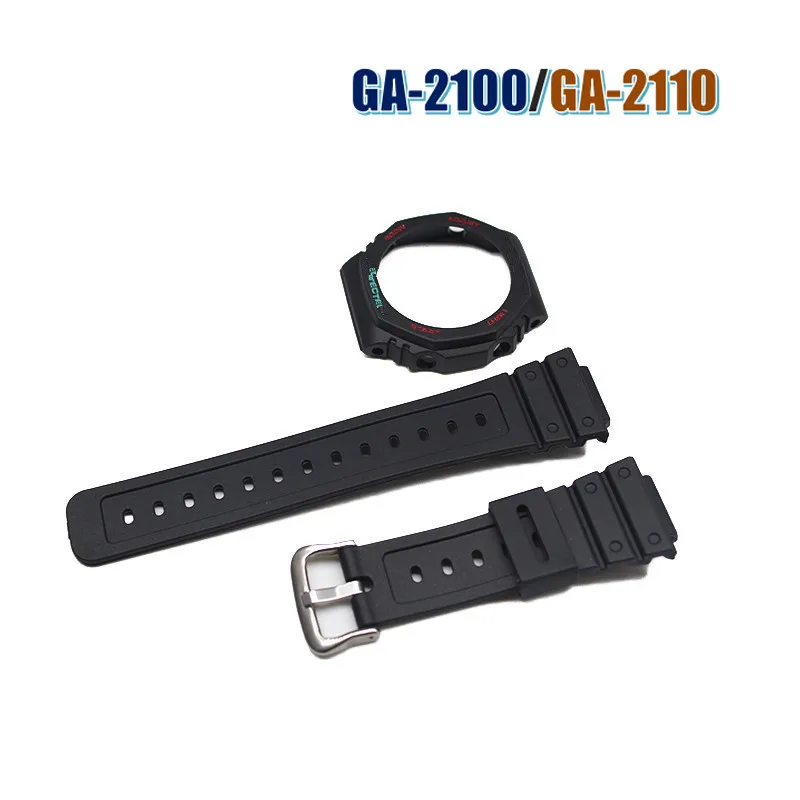 שחור החלפת להקת פרק כף יד GA-2100/GA-2110 רצועת מסגרת לוח מגן Case כיסוי GA2100/GA2110 שעון צמיד רצועת שעון התמונה 0