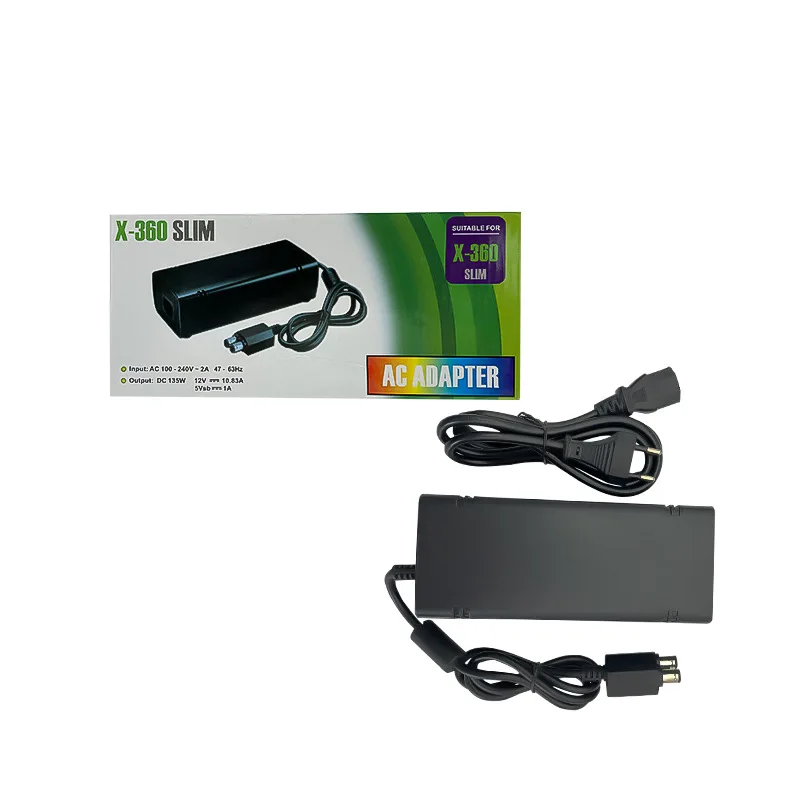 100~240V 135W אספקת חשמל מתאם AC חלופי מטען לבנים עם כבל אוטומטי מתח רעש נמוך עבור ה-Xbox 360 Slim מסוף התמונה 1