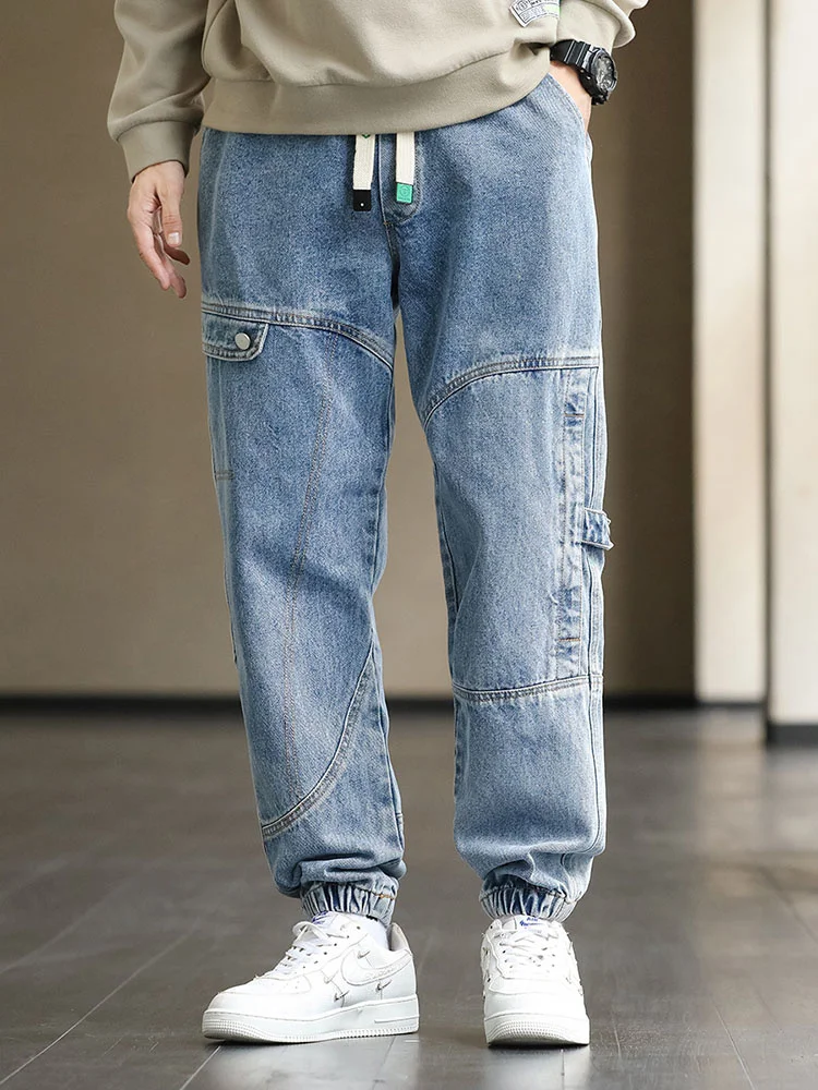 2024 חדש לגברים מטען ג 'ינס באגי רצים אופנה שחור כחול אפור אופנת רחוב מתוח כותנה, ג' ינס Sarouel בתוספת גודל 8XL התמונה 1