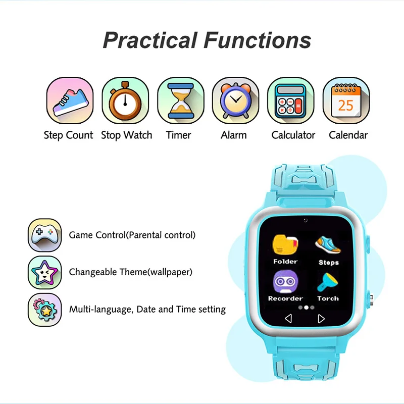 KGG משחק מוזיקה Smartwatch ילדים שעון חכם פדומטר מצלמה כפולה ילדים מוסיקת MP3 שעון חכם התינוק לצפות מתנה בנים בנות התמונה 1