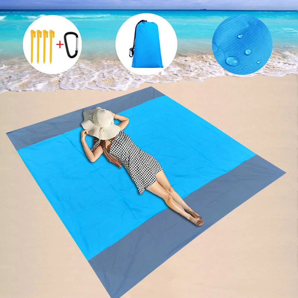 חדש נייד מתקפל החוף שטיח חיצוני קל משקל כיס החוף אנטי-חול שמיכה קמפינג פיקניק מחצלת התמונה 1