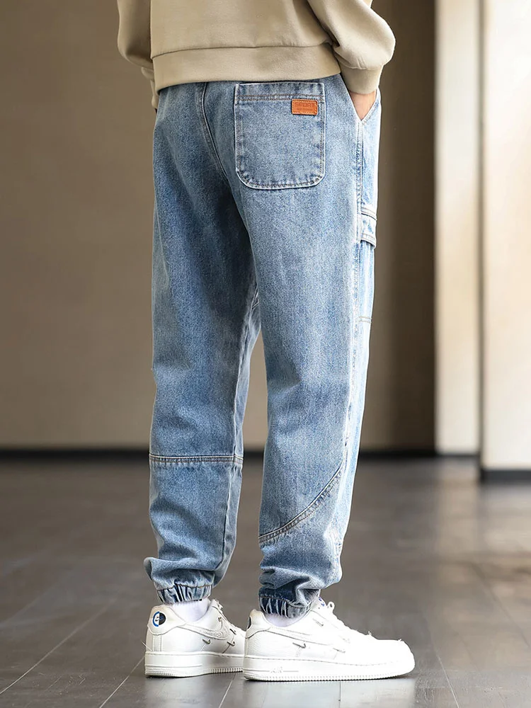 2024 חדש לגברים מטען ג 'ינס באגי רצים אופנה שחור כחול אפור אופנת רחוב מתוח כותנה, ג' ינס Sarouel בתוספת גודל 8XL התמונה 2