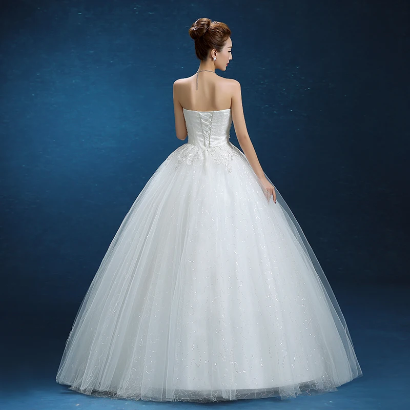 אלגנטי שמלות חתונה סטרפלס עם חרוזים חדש רומנטי נסיכה, שמלת נשף רשמית שמלה לבנה/שנהב שמלת כלה. התמונה 2