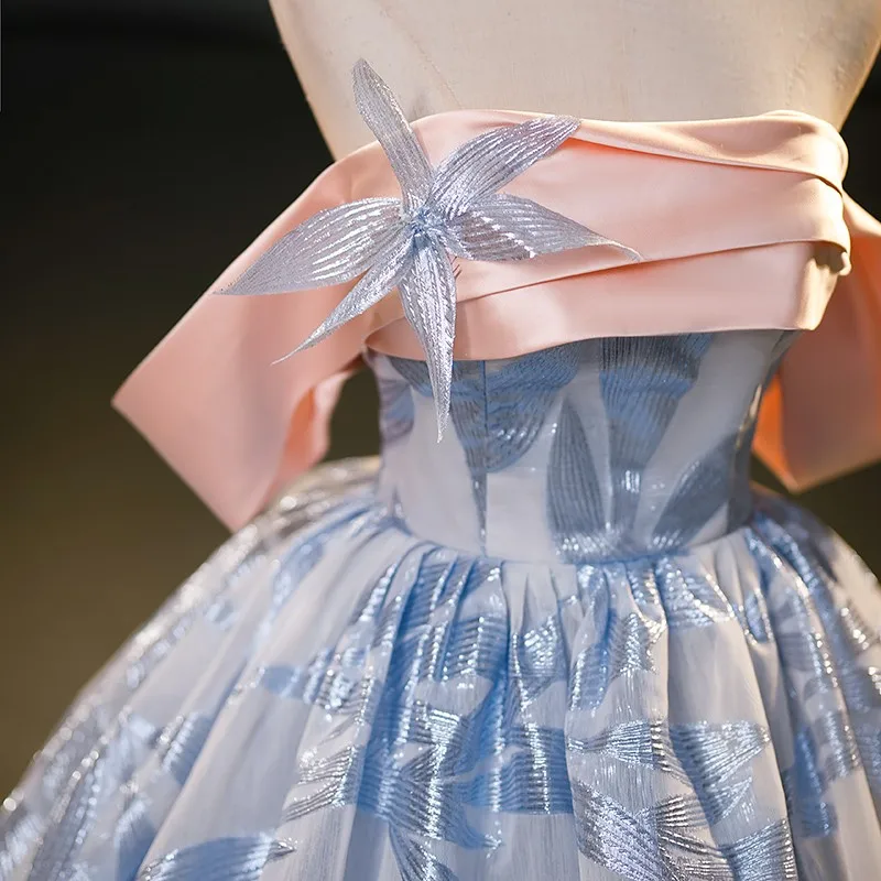כחול הנסיכה הטקס שמלות קלאסיות אלגנטיות את הכתף Vestido De חברה סקסי ללא משענת שמלת נשף בהזמנה אישית התמונה 2