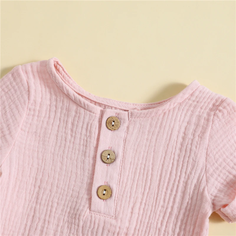 בגדי תינוקות סטים הקיץ פעוטות בנים חליפות כותנה מוצק התינוק חולצות טי, מכנסיים קצרים התינוק אימונית היילוד סטים התמונה 3