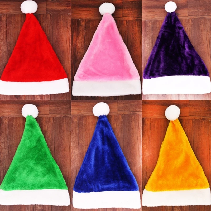 חג המולד קטיפה סנטה כובע יוניסקס נוח יצירתי צבע רב מבוגר & ילדים כובע חג המולד בערב חג המולד, מסיבת חג המולד תפאורה התמונה 3