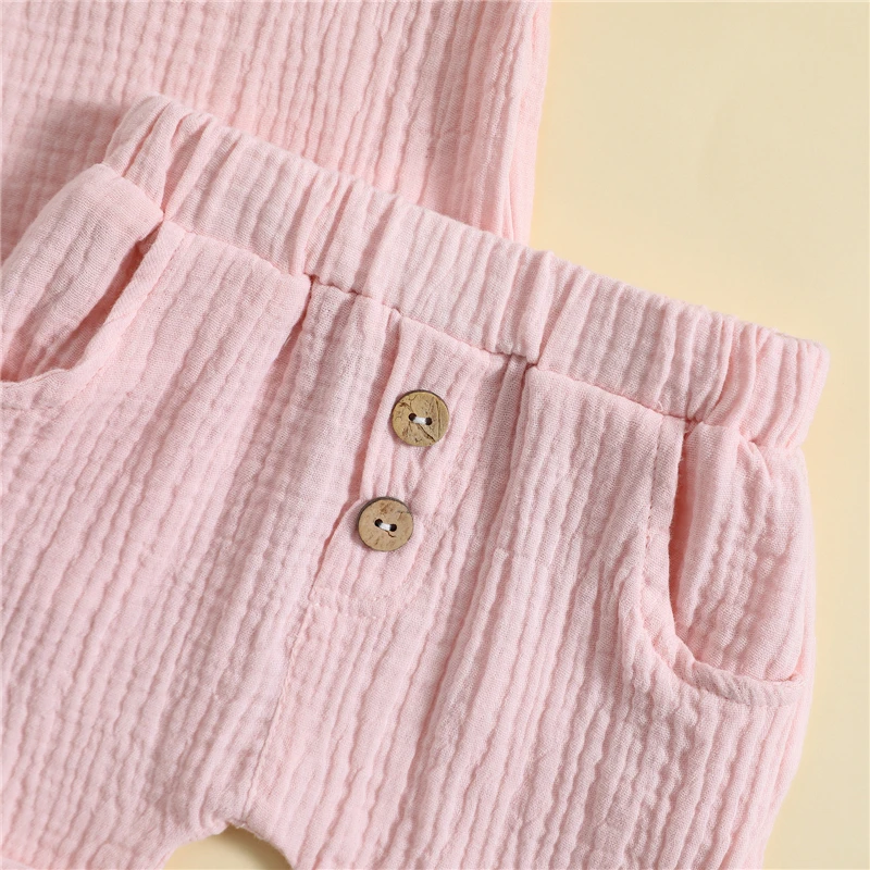 בגדי תינוקות סטים הקיץ פעוטות בנים חליפות כותנה מוצק התינוק חולצות טי, מכנסיים קצרים התינוק אימונית היילוד סטים התמונה 4
