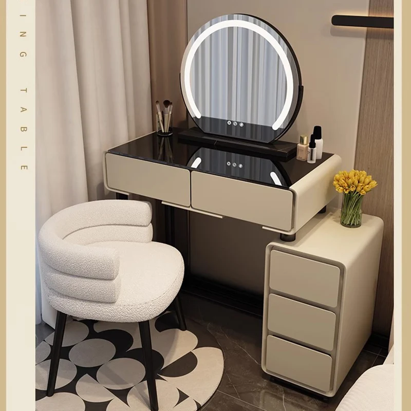 בשידה בחדר השינה איפור ארון לבן אורות אחסון המראה יהירות שולחן נורדי יוקרה Tavolo דה Trucco ריהוט הבית LJ50DT התמונה 4