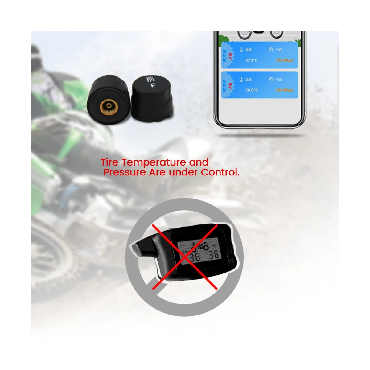 אופנוע צמיג צג לחץ חיצוני טלפון נייד Bluetooth אלחוטית App זיהוי קטר אזעקה כללית התמונה 5