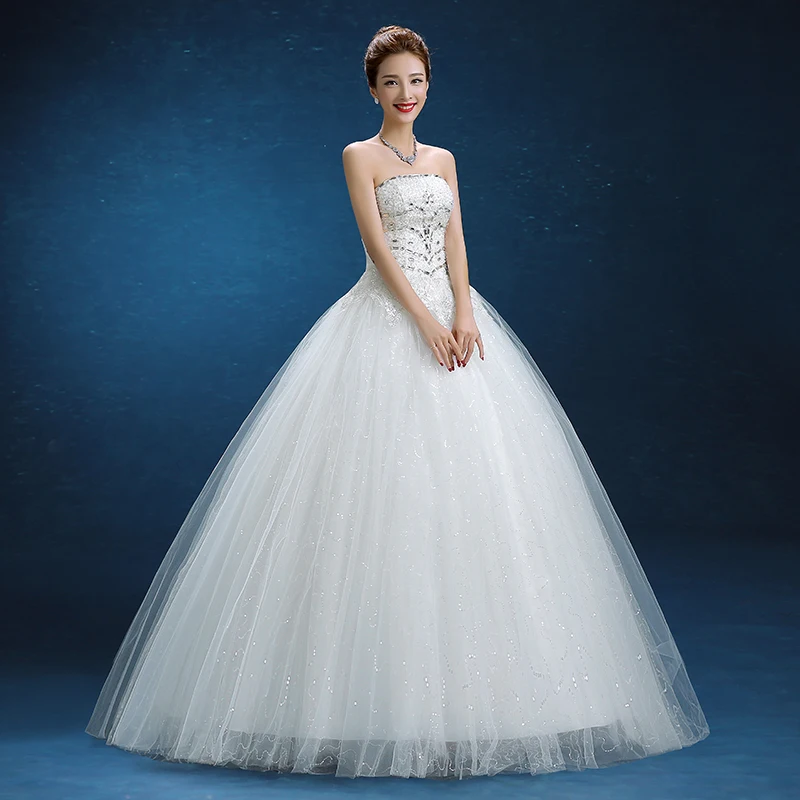 אלגנטי שמלות חתונה סטרפלס עם חרוזים חדש רומנטי נסיכה, שמלת נשף רשמית שמלה לבנה/שנהב שמלת כלה. התמונה 5