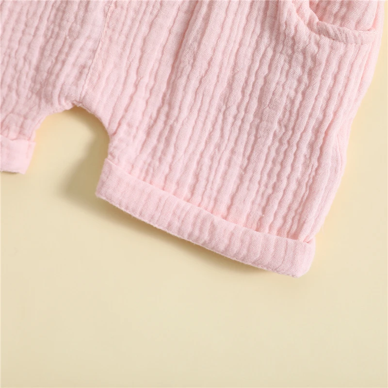 בגדי תינוקות סטים הקיץ פעוטות בנים חליפות כותנה מוצק התינוק חולצות טי, מכנסיים קצרים התינוק אימונית היילוד סטים התמונה 5