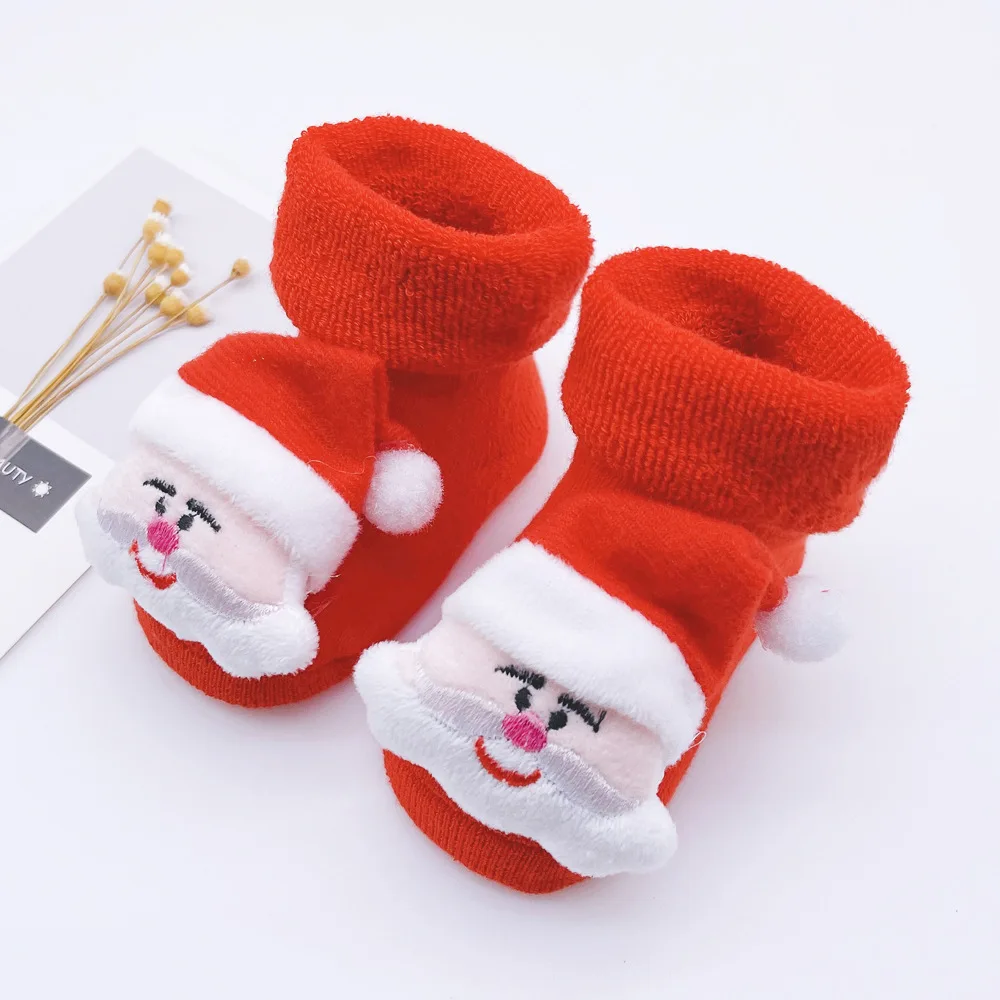 התינוק הפעוט גרביים ילד ילדה סתיו חורף היילוד חם גרב כותנה קריקטורה חיה אדום חג המולד, גרביים לתינוק בגדים 0-1y התמונה 5