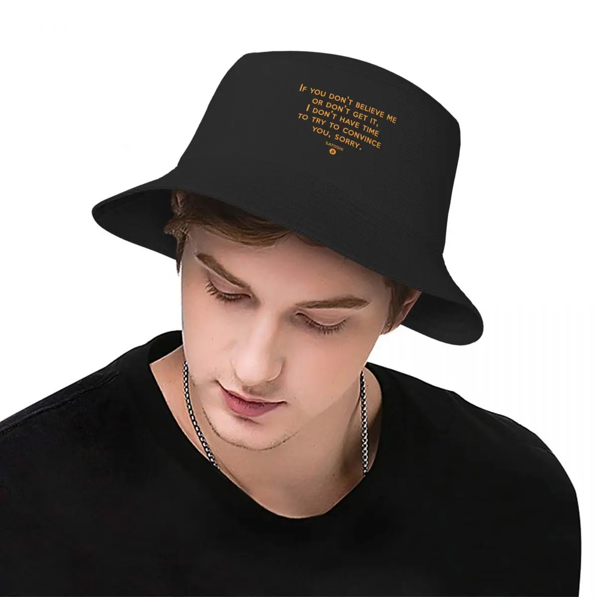 חדש המפורסם סטושי ציטוט אם אתה לא מאמין לי ביטקוין דלי כובע, תיק החוף Sunhat גולף יוקרה כובע כובעי נשים גברים התמונה 5