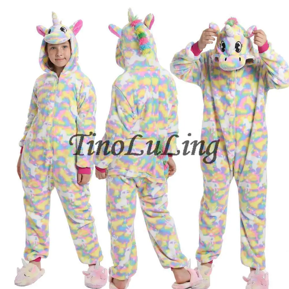 ילד בחורף פיג ' מות החיה Cosplay קרן סרבלים Pijama Feminino Inverno Pijamas דה Animalitos Pijama דה Unicornio Infantil התמונה 5
