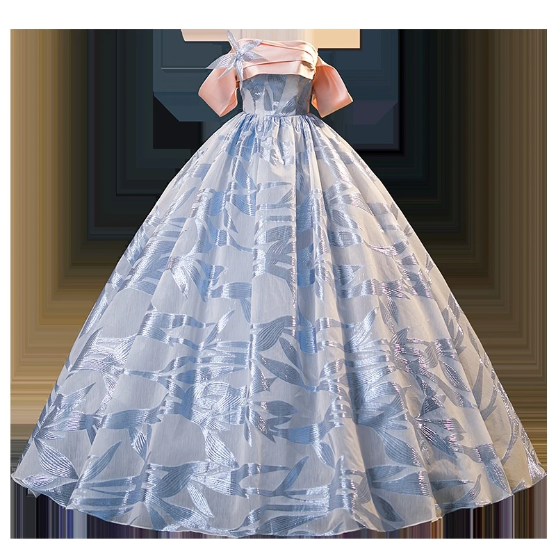 כחול הנסיכה הטקס שמלות קלאסיות אלגנטיות את הכתף Vestido De חברה סקסי ללא משענת שמלת נשף בהזמנה אישית התמונה 5